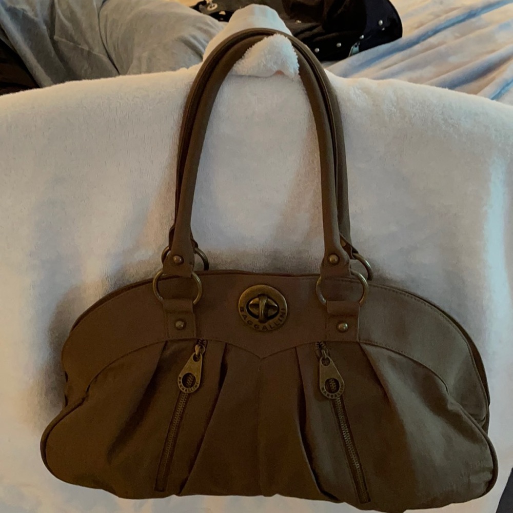 Large Brown Baggallini Hobo Metal Studded Bag